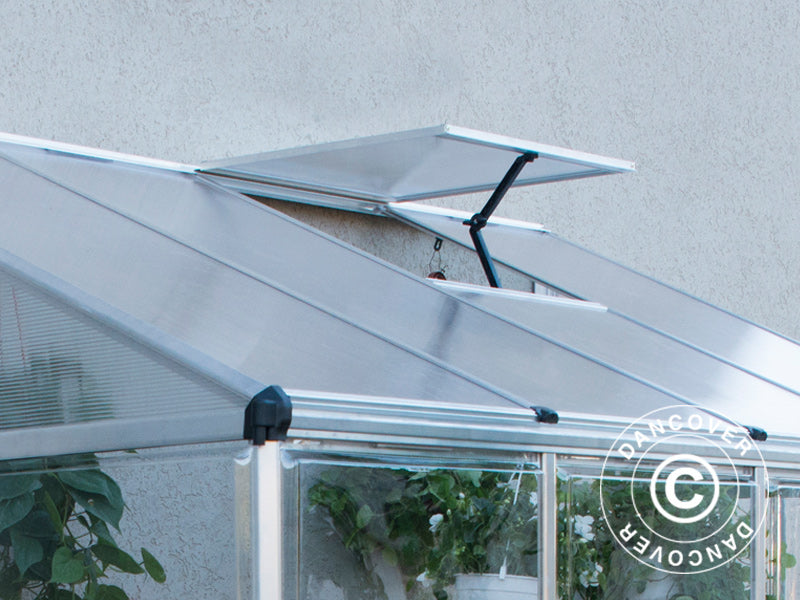 Szklarnia przyścienna z poliwęglanu, 3,05m², Palram/Canopia, 1,25x2,44x2,25m, Srebrny