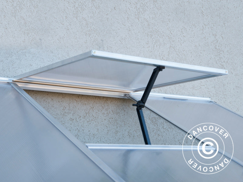 Szklarnia przyścienna z poliwęglanu, 3,05m², Palram/Canopia, 1,25x2,44x2,25m, Srebrny