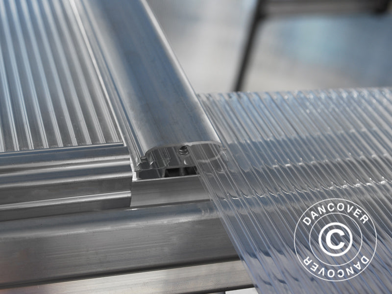 Szklarnia przyścienna z poliwęglanu, 3,05m², Palram/Canopia, 1,25x2,44x2,25m, Srebrny