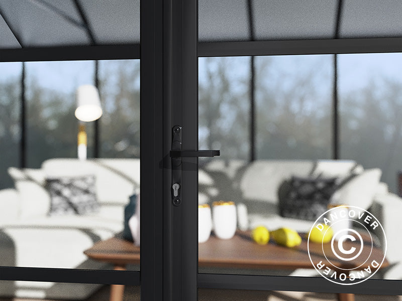 Oranżeria z poliwęglanu Triomphe z podstawą, 17,1m², Palram/Canopia, 4,5x3,8x2,69m, Czarna