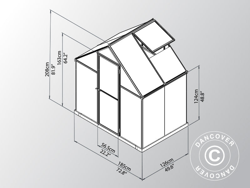 Szklarnia z poliwęglanu 2,3m², Palram/Canopia, 1,85x1,26x2,08m, srebrna