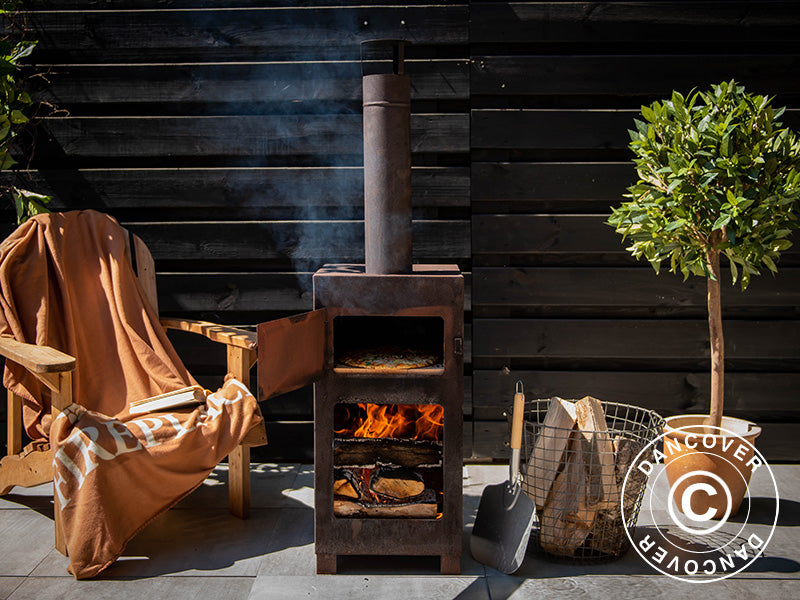 Piec do pizzy na drewno opałowe, 38,9x38,9x140,5cm, Kolor rdzy