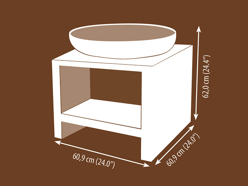 Misa paleniskowa z półką na drewno, 60,9x60,9x62cm, Kolor rdzy
