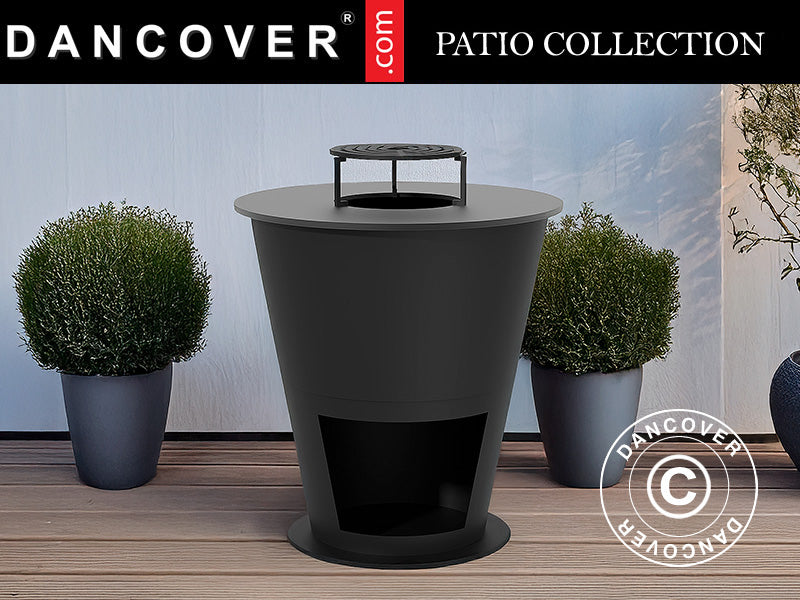 Misa paleniskowa z miejscem na drewno, Ø74,5x80cm, Czarny