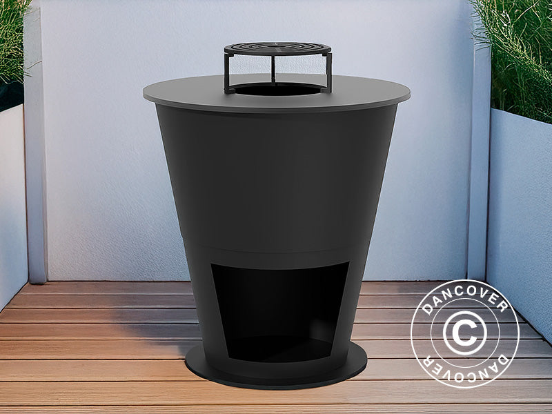 Misa paleniskowa z miejscem na drewno, Ø74,5x80cm, Czarny