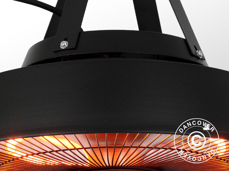 Wiszący węglowy promiennik tarasowy Irabu, 1500W, Czarny