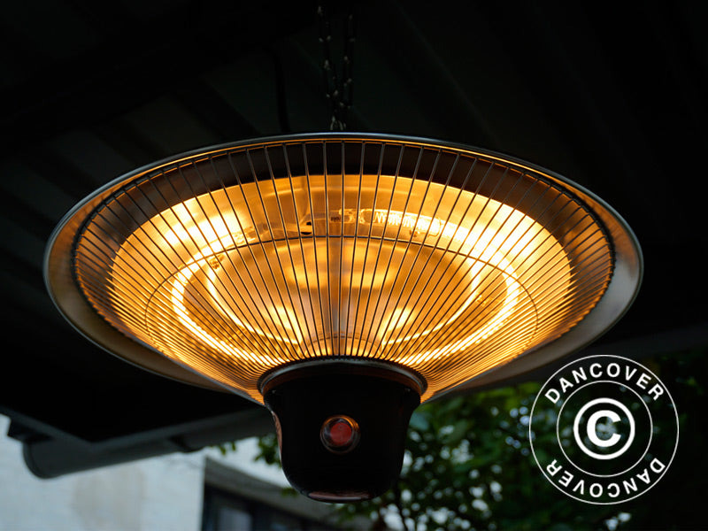 Wiszący promiennik tarasowy PALAU z promiennikiem podczerwieni, 500/1000/1500W, aluminium