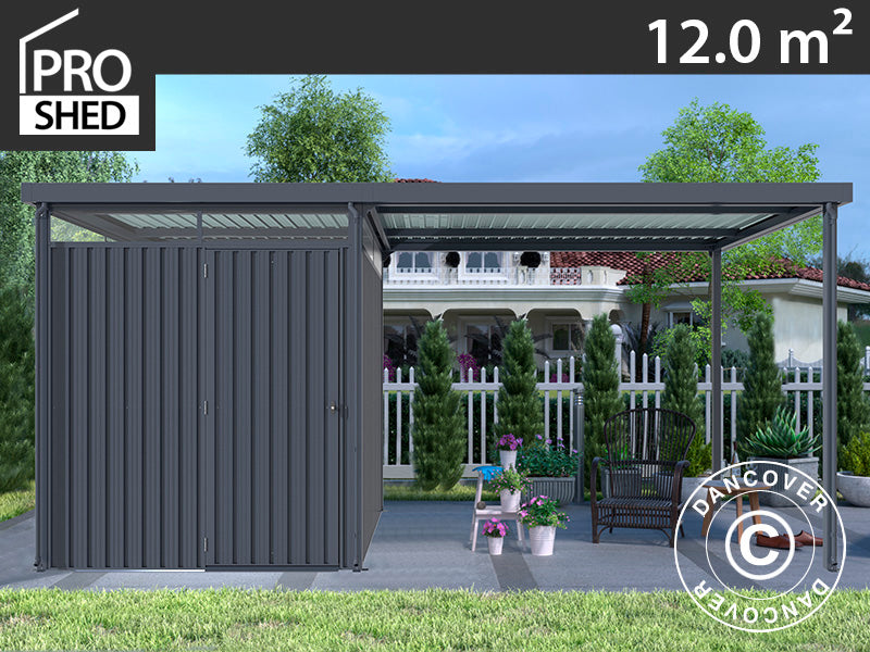 Szopa ogrodowa ze świetlikiem + rozszerzenie, 4,9x2,45x2,26m, 12,0m², Antracyt