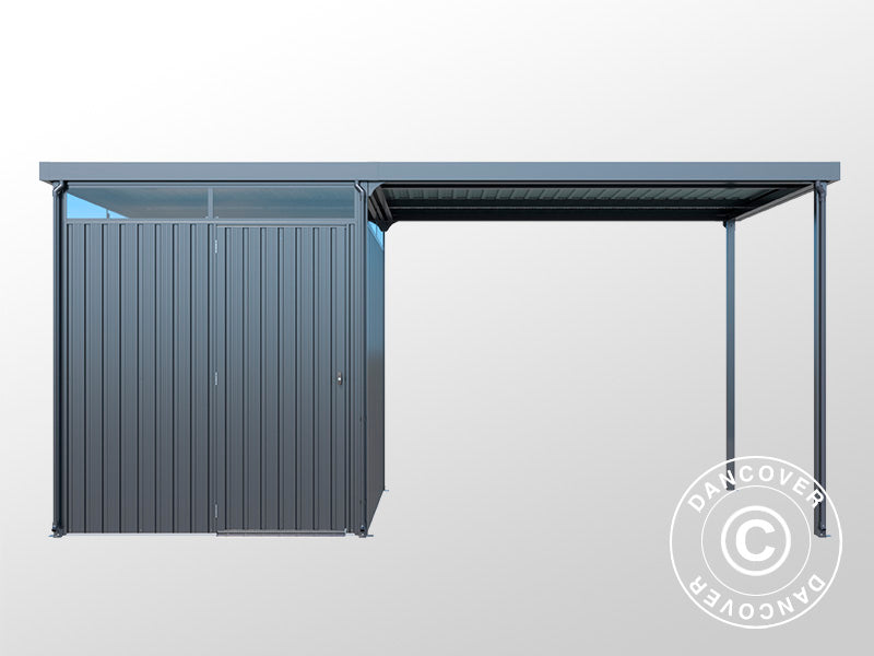 Szopa ogrodowa ze świetlikiem + rozszerzenie, 4,9x2,45x2,26m, 12,0m², Antracyt