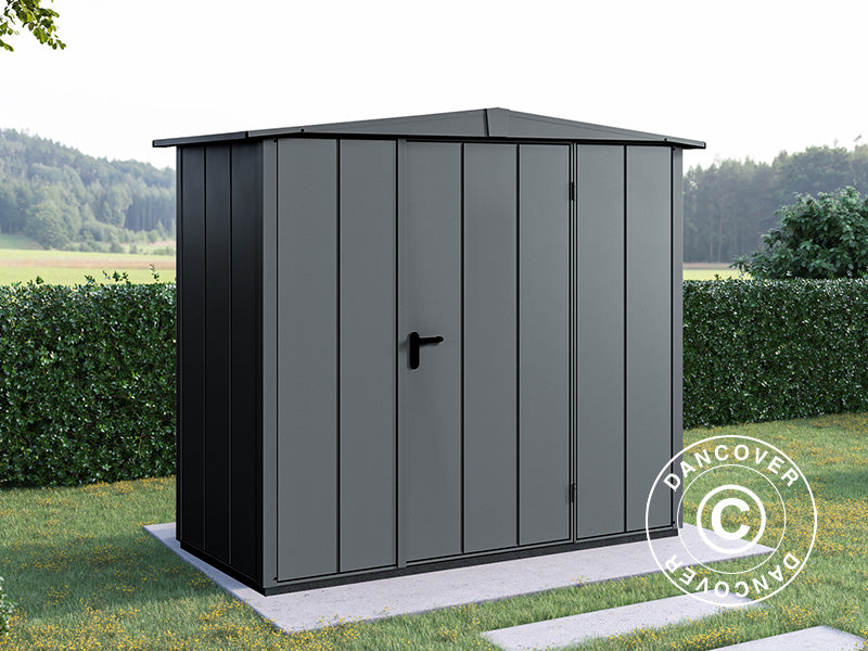 Metalowa szopa ogrodowa z dachem dwuspadowym, Hörmann Elegant Typ1, 2,59x1,21x2,16m, Antracyt