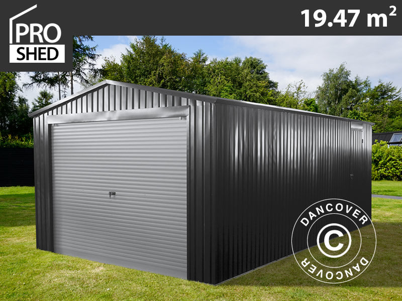 Garaż metalowy 3,38x5,76x2,43m, 19,47m², ProShed®, Antracyt