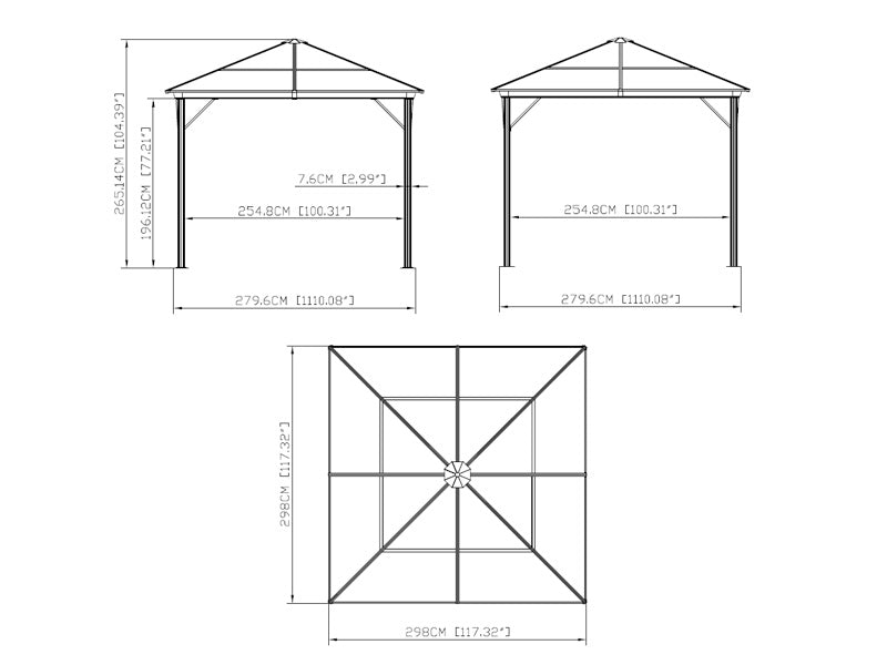 Pawilon Santa Barbara z zasłonami i moskitierą, 3x3m, Czarny