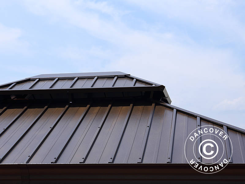 Pawilon Santa Fe z zasłonami i moskitierą, 3x3,65m, Brąz