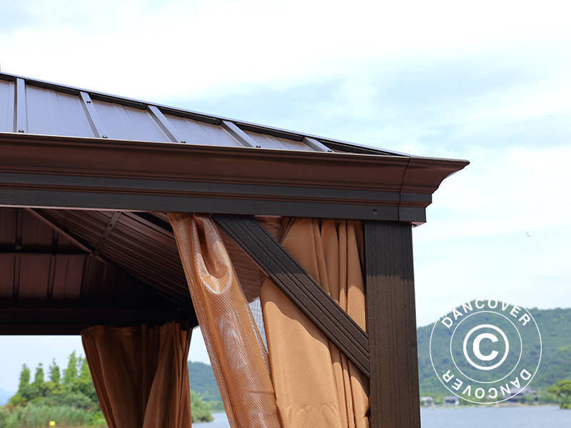 Pawilon Santa Fe z zasłonami i moskitierą, 3x3,65m, Brąz