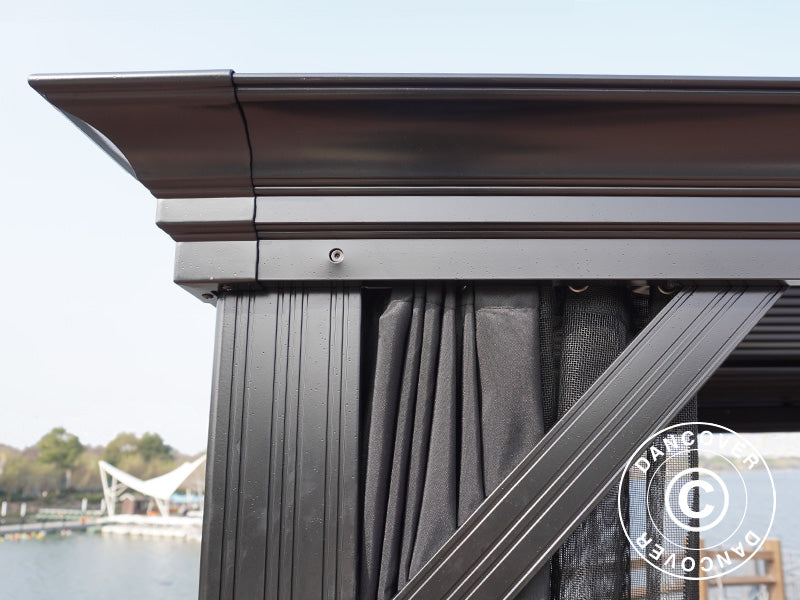 Pawilon San Bruno z zasłonami i moskitierą, 3x3m, Czarny