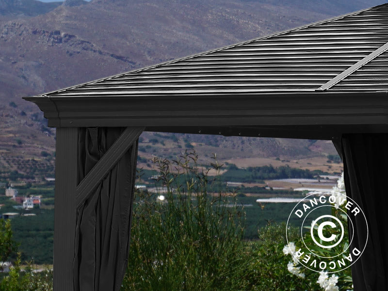 Pawilon San Bruno z zasłonami i moskitierą, 3x4m, Czarny