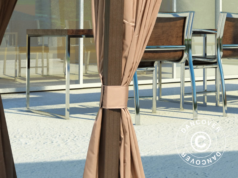 Pawilon San Luis z zasłonami i moskitierą, 3x4m, Brąz