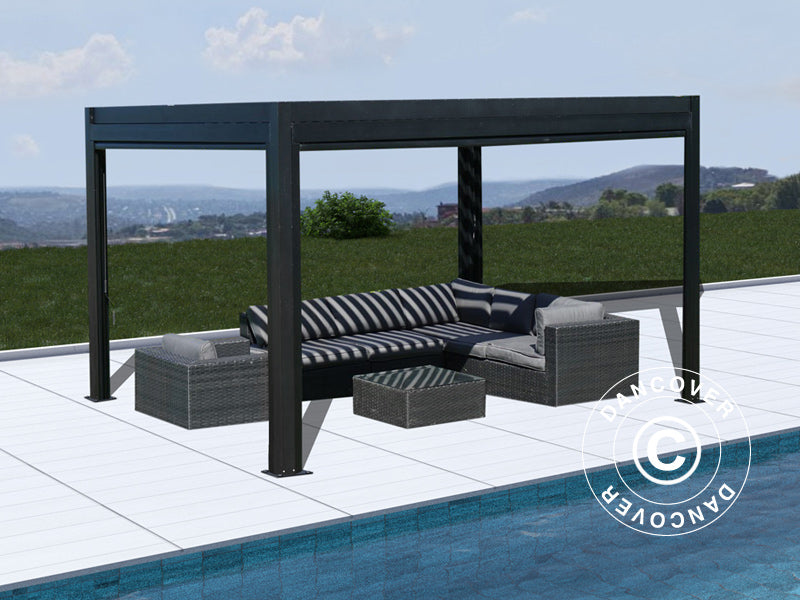 Bioklimatyczna pawilon Pergola San Pablo Alu+, 3x4m, czarny