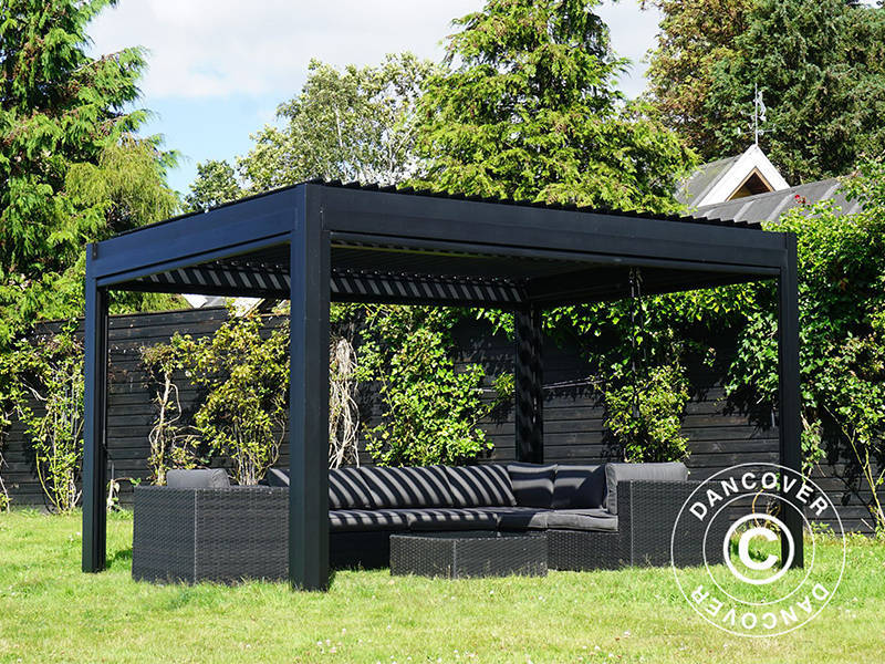Bioklimatyczna pawilon Pergola San Pablo Alu+, 3x4m, czarny