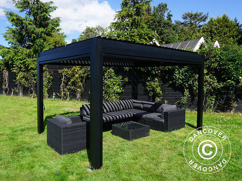 Bioklimatyczna pawilon Pergola San Pablo Alu+, 3x4m, czarny