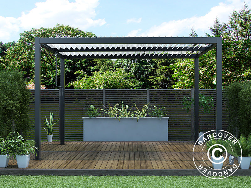 Bioklimatyczna pawilon Pergola San Pablo Alu+, 4x4m, Czarny/Biały