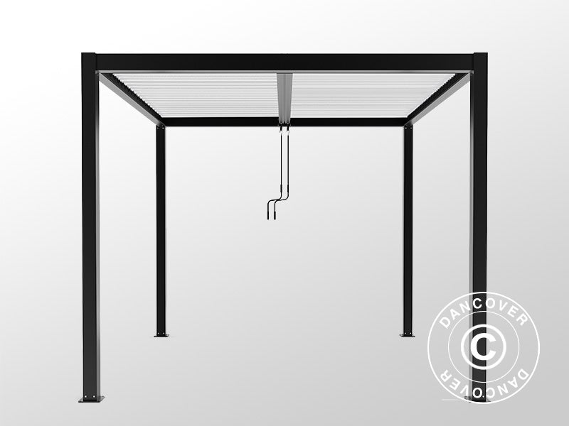 Bioklimatyczna pawilon Pergola San Pablo Alu+, 4x4m, Czarny/Biały