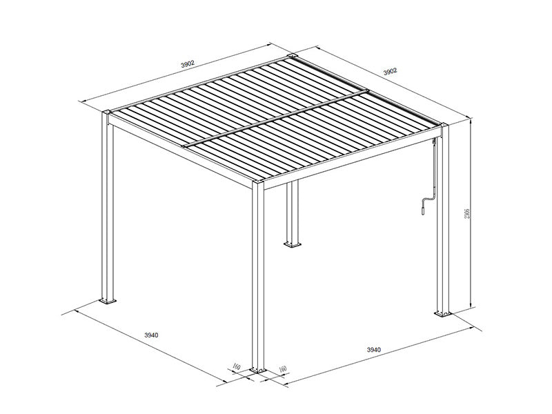 Bioklimatyczna pawilon Pergola San Pablo Alu+, 4x4m, Czarny/Biały