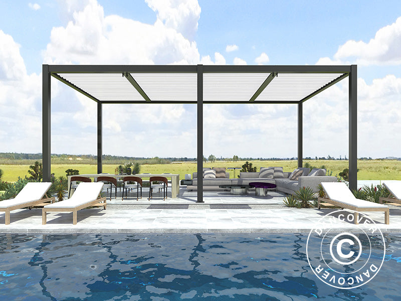 Bioklimatyczna pawilon Pergola San Pablo Alu+, 3x5,8m, Czarny/Biały