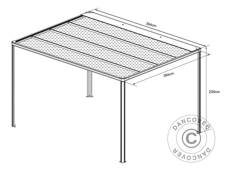 Pawilon Pergola San Fernando, 4x4m, Czarny/Ciemnoszary