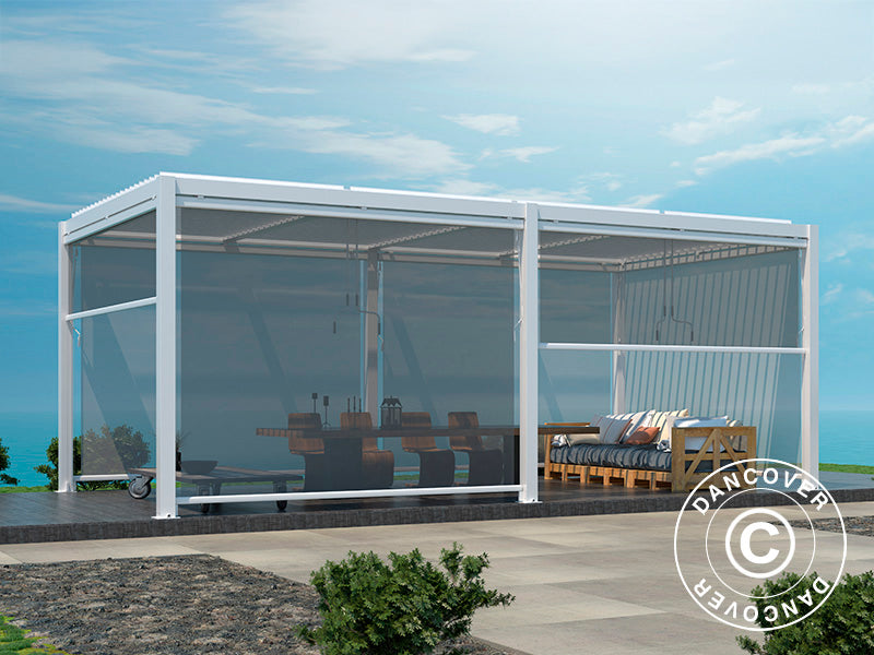 Bioklimatyczny pawilon pergola San Pablo Alu+, 3x5,8m, 6 ścian bocznych, Biały