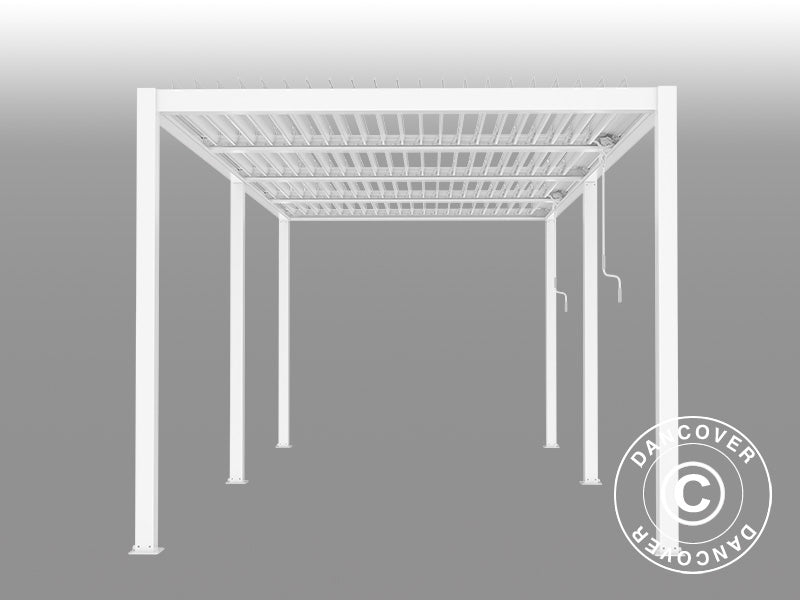 Bioklimatyczny pawilon pergola San Pablo Alu+, 3x5,8m, 6 ścian bocznych, Biały