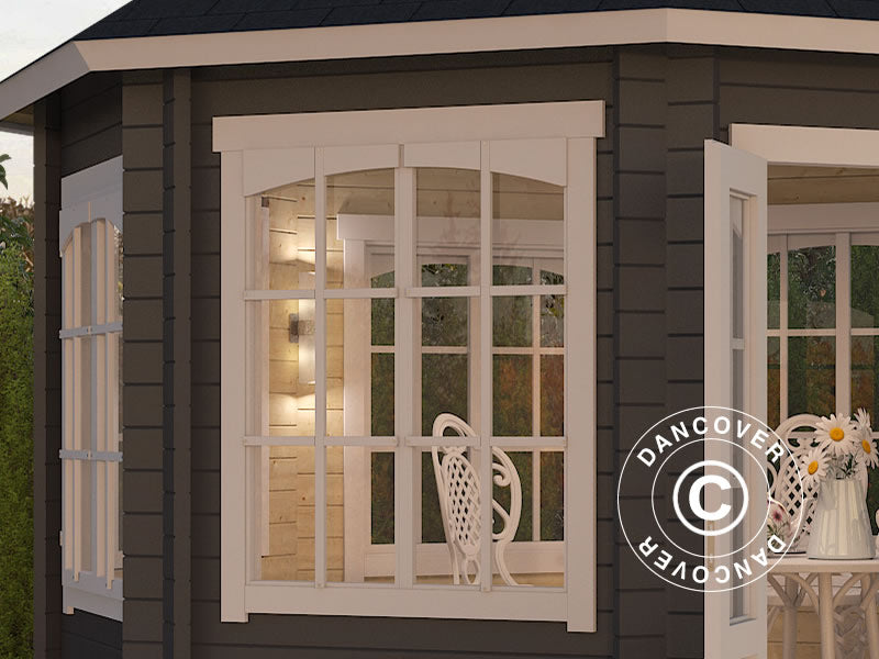 Drewniany pawilon Lorraine, ośmiokątny 3,47x3,47x3,45m, 44mm, Ciemny szary