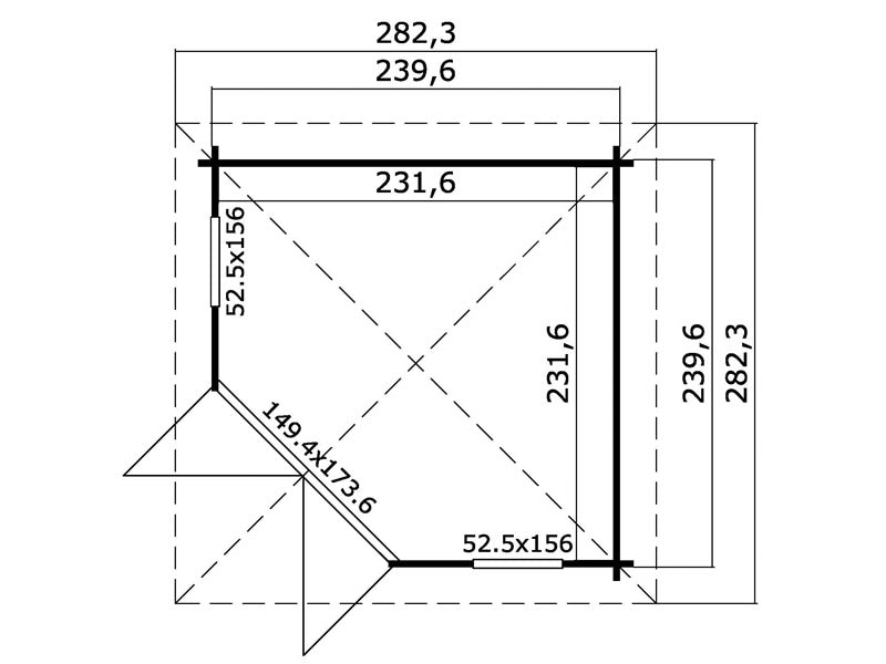 Drewniany pawilon Brittany, 2,4x2,4x2,41m, 40mm, Jasny szary