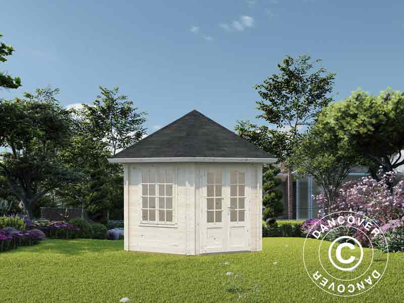 Pawilon drewniany z podłogą, 3,03x3,03x3,36m, 7,6m², naturalne drewno