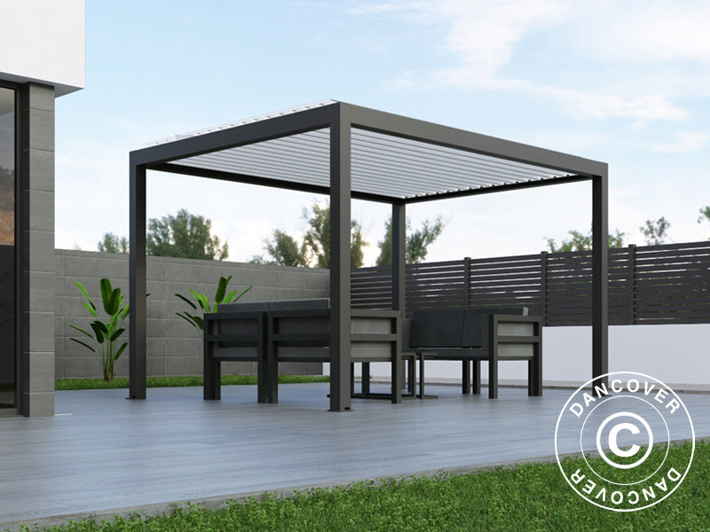 Bioklimatyczna pawilon pergola Génova, 4x4m, Antracyt/Biały