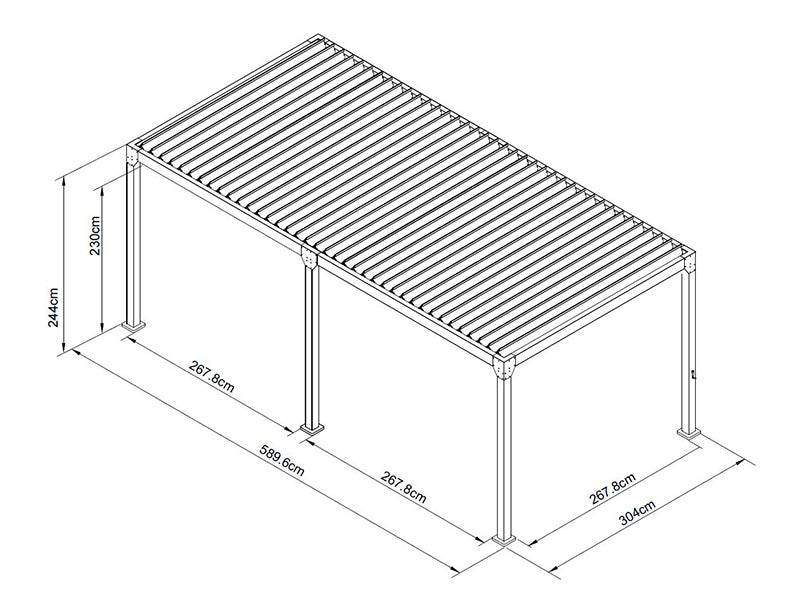 Bioklimatyczna pergola Monterey, 3x6m, z zasłonami i moskitierą, Czarna