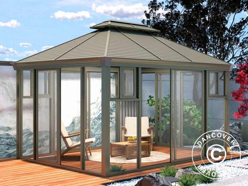 Pawilon San Bruno ze ścianami bocznymi z poliwęglanu, 3x4m, Mosiądz