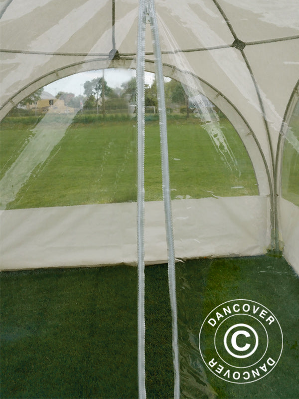 Kopułowy namiot imprezowy Multipavillon - ściana boczna 3x1,95m z oknem i zamkiem błyskawicznym, Biały