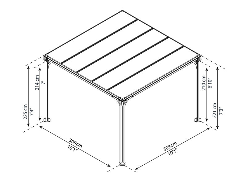 Pawilon Milano 3000, Palram/Canopia, 3,09x3,09x2,25m, Szary