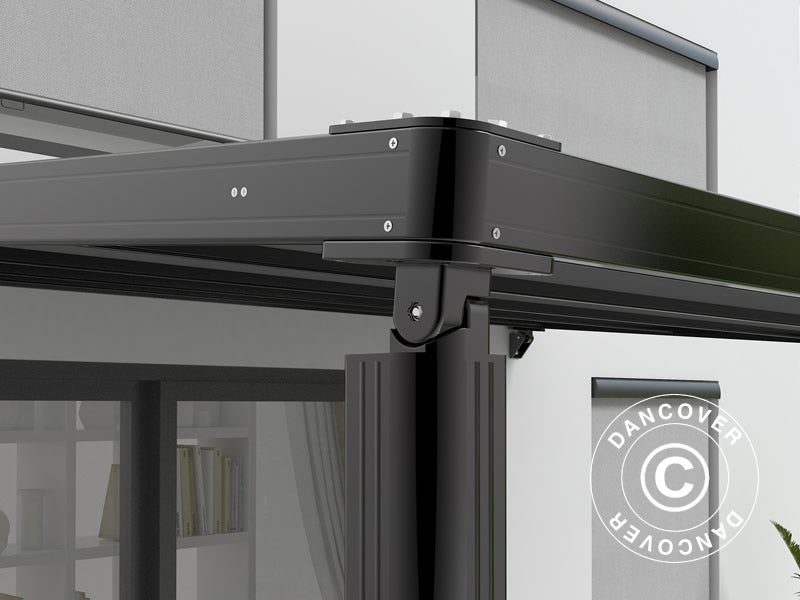 Zadaszenie tarasu, pergola montowana do ściany Santa Ynez, 4x3m, Czarne/Ciemnoszare