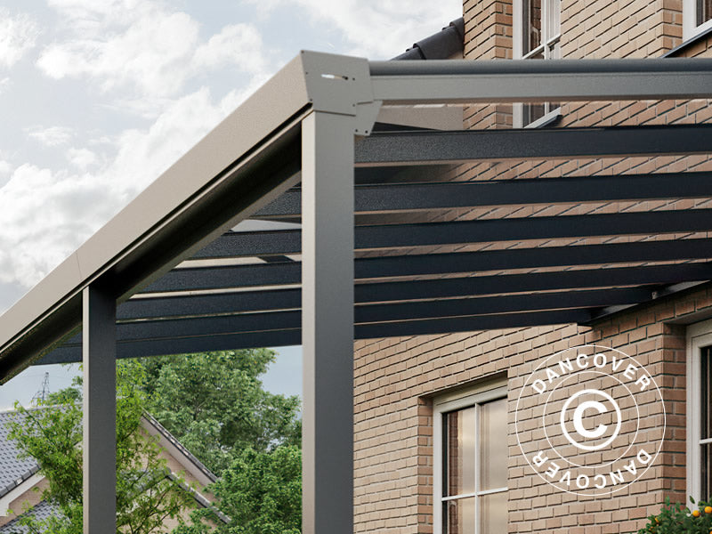 Zadaszenie tarasu Easy z dachem ze szkła, 3x5m, Antracyt