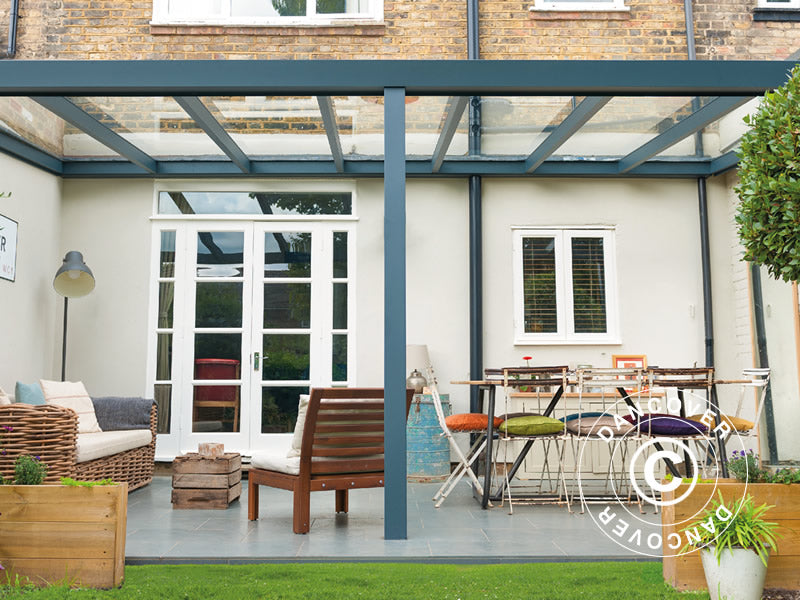 Zadaszenie tarasu Legend z dachem ze szkła, 3x6m, Antracyt