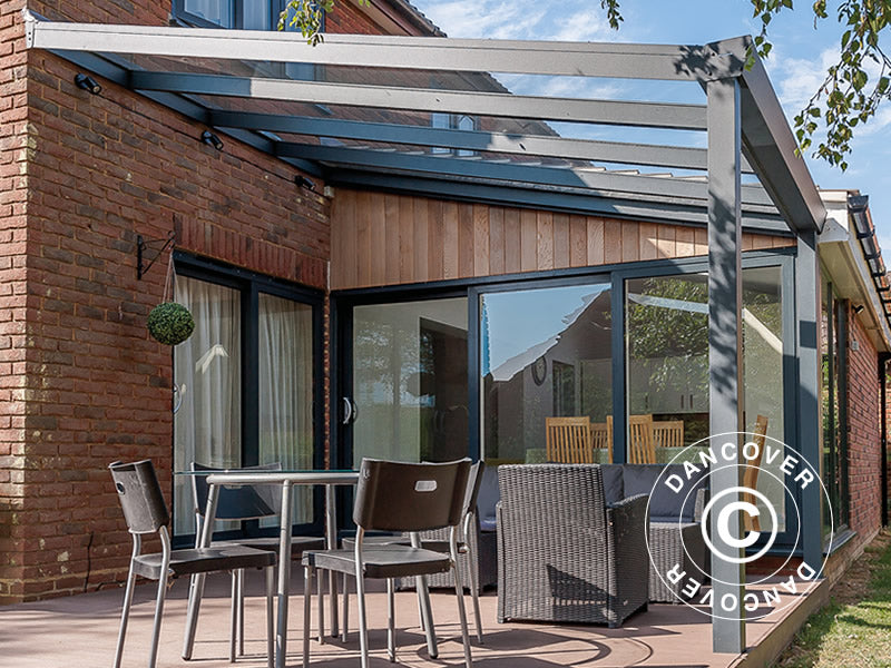 Zadaszenie tarasu Expert z dachem ze szkła, 4x5m, Antracyt