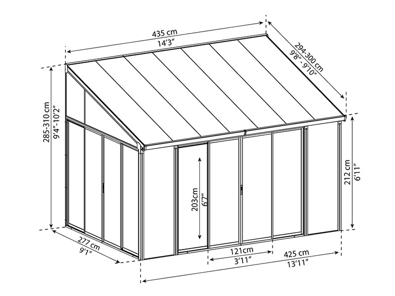 Ogród zimowy SanRemo, Palram/Canopia, 3x4,25m Antracyt