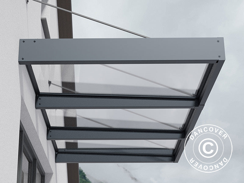 Zadaszenie drzwiowe Sophia XL 3000, Palram/Canopia, 1,40x2,86x0,17m, Ciemnoszary/Przezroczysty