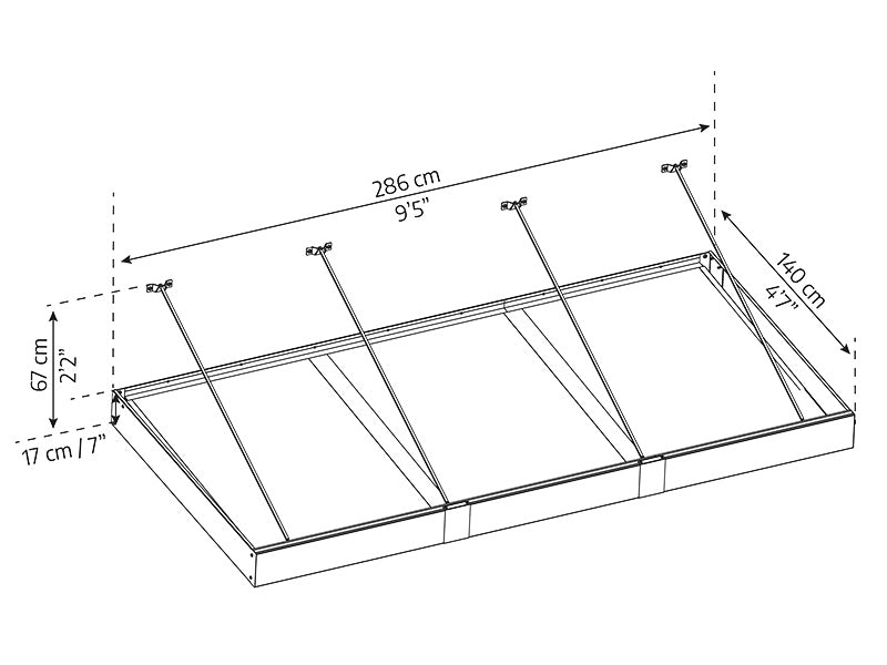 Zadaszenie drzwiowe Sophia XL 3000, Palram/Canopia, 1,40x2,86x0,17m, Ciemnoszary/Przezroczysty