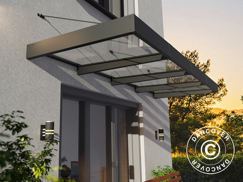 Zadaszenie drzwiowe Sophia XL 4000, Palram/Canopia, 1,40x3,79x0,17m, Ciemnoszary/Przezroczysty