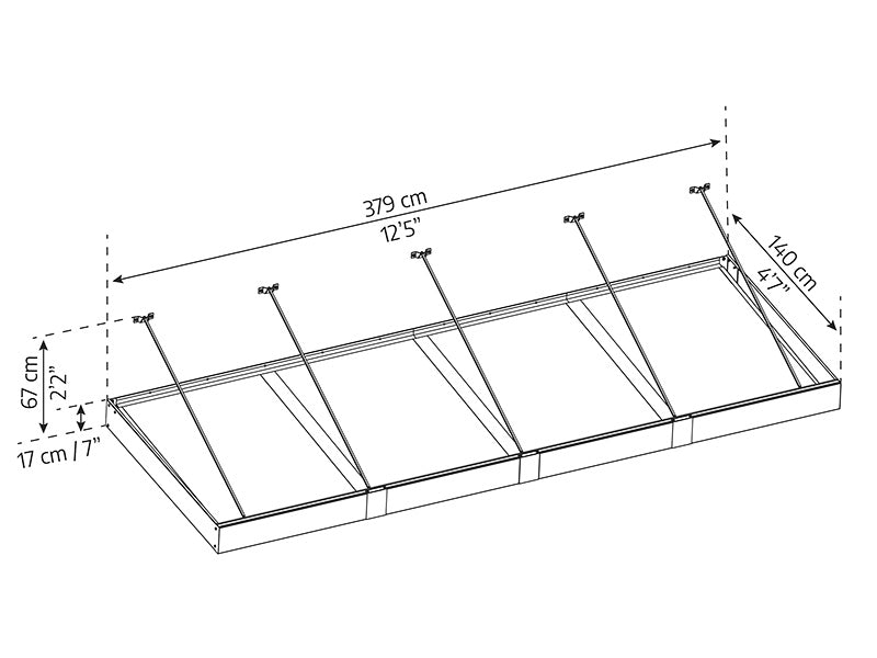 Zadaszenie drzwiowe Sophia XL 4000, Palram/Canopia, 1,40x3,79x0,17m, Ciemnoszary/Przezroczysty
