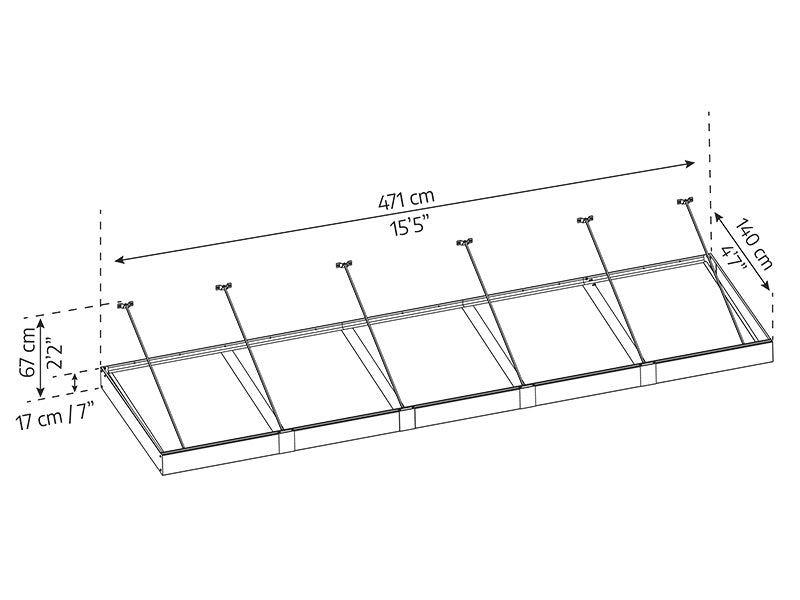 Zadaszenie drzwiowe Sophia XL 5000, Palram/Canopia, 1,40x4,71x0,17m, Ciemnoszary/Przezroczysty