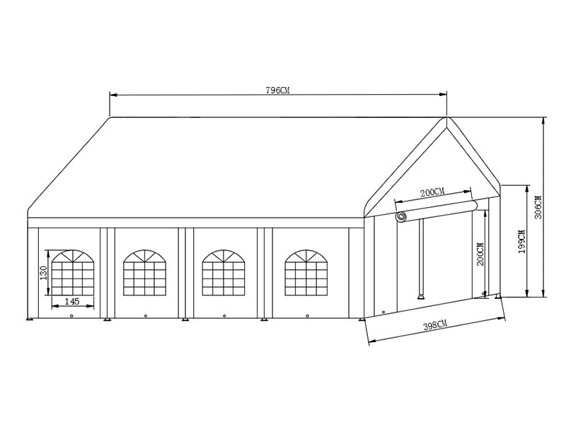 Namiot imprezowy Basic 4x8m PE 500, Biały